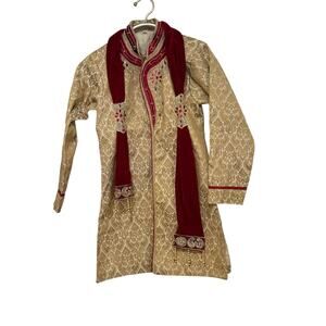 Elegant Kids Costume with Red and Gold Details